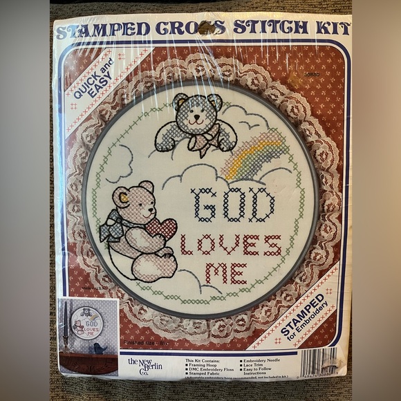 Stamped Cross Stitch Kit “God Loves Me” - Picture 1 of 5
